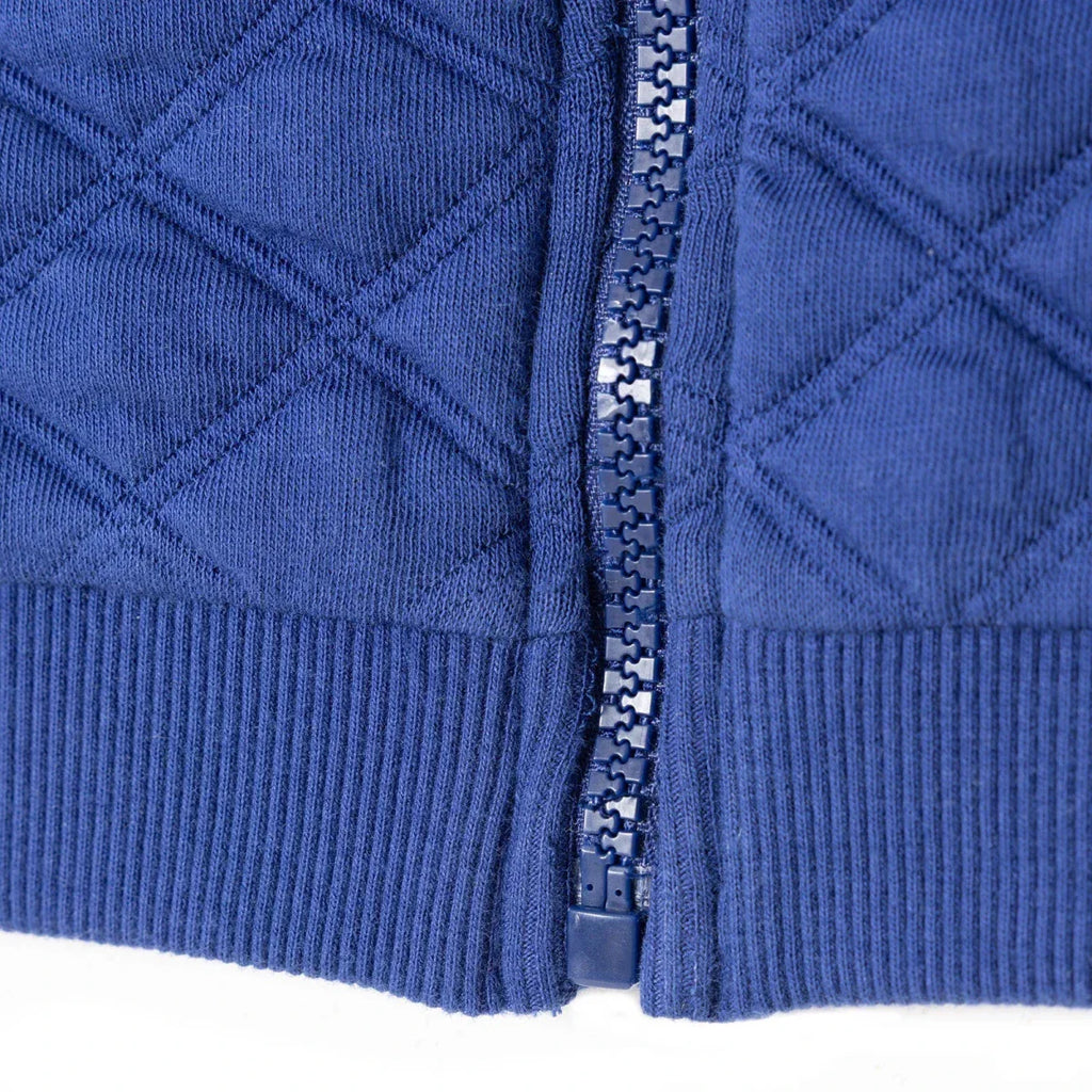 HelloBaby Boys Quilted Cardigan Nautical Print Zip Fastening Little Sailor Crew Neck Long Sleeve - Navy Blue