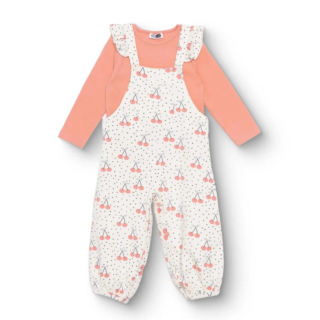 HelloBaby Dungaree-Tshirt - Ecru Printed