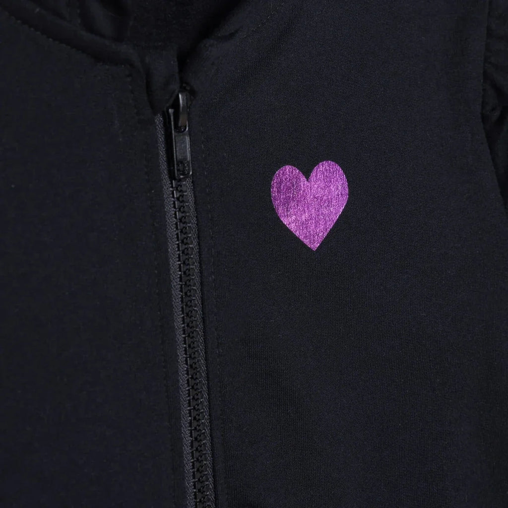 HelloBaby Girls Hooded Cardigan Crew Neck Long Sleeve - Black