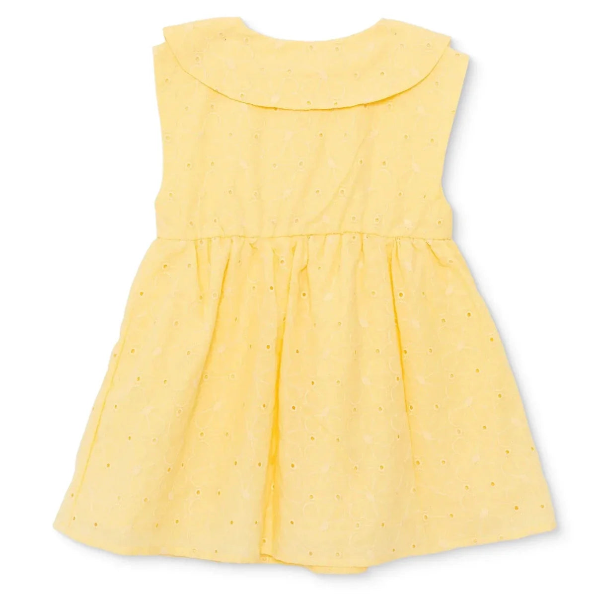 HelloBaby Girls Dress Buttoned Ditsy Flower Peter Pan Collar Short Sleeve - Yellow