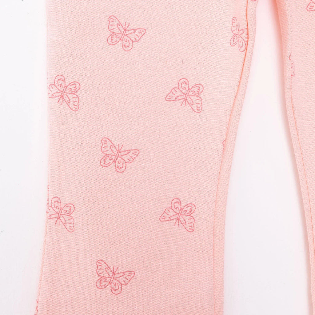HelloBaby Basic Girl Butterfly Patterns Leggings - Light Pink