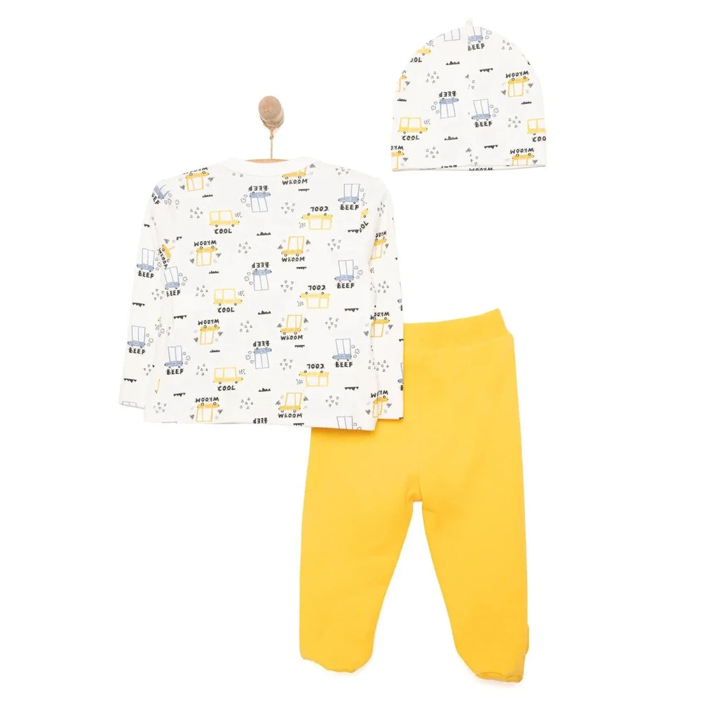 HelloBaby Boy Wrapover Top-Hat-Footed Bottom - Ecru