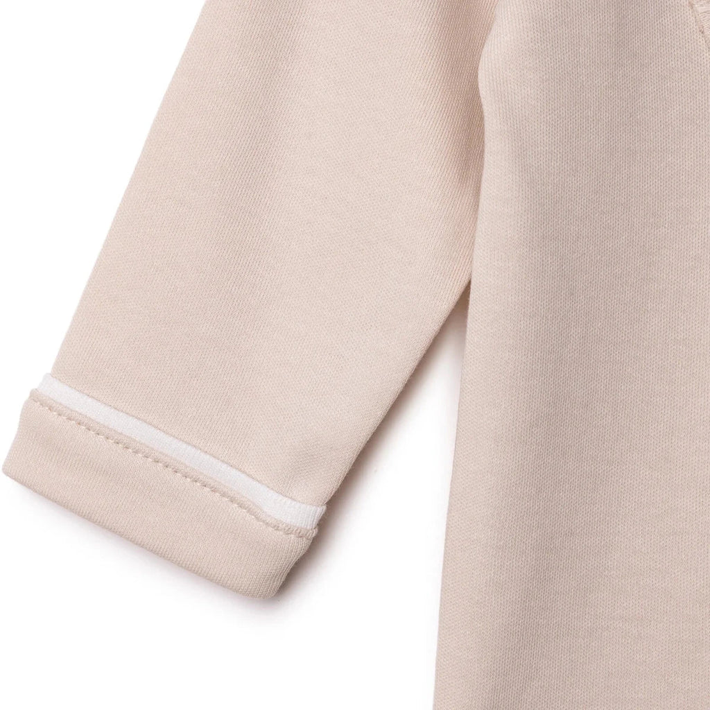 Bebetto Boys Footed Sleepsuit Snap Fastening Little Boss Shirt Collar Full Length Long Sleeve - Beige