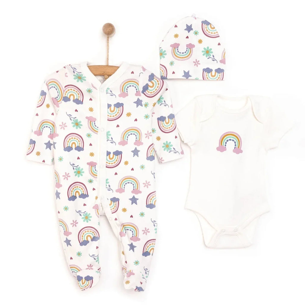 HelloBaby Baby Girl Jumpsuit-Body-Hat - Ecru