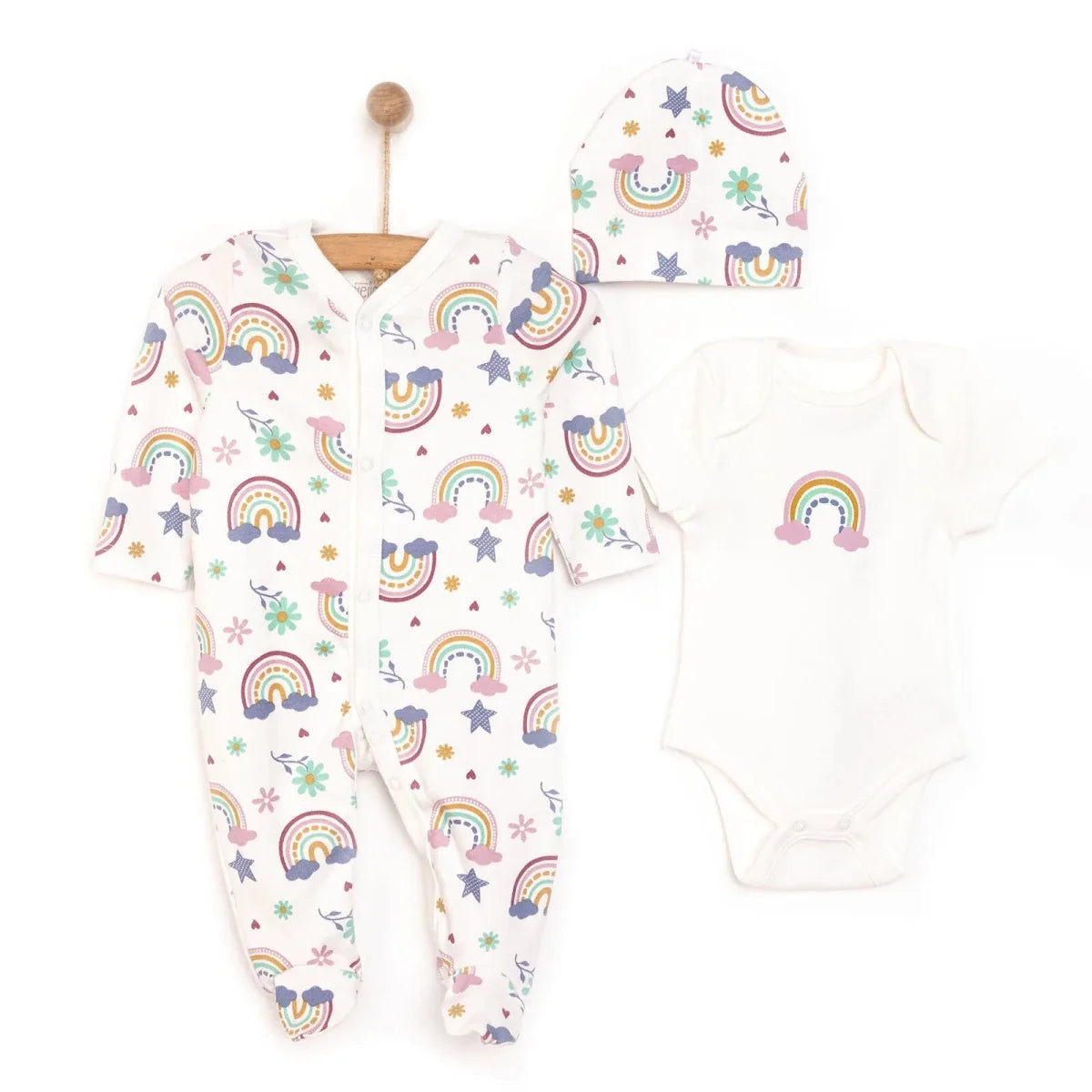 HelloBaby Baby Girl Jumpsuit-Body-Hat - Ecru