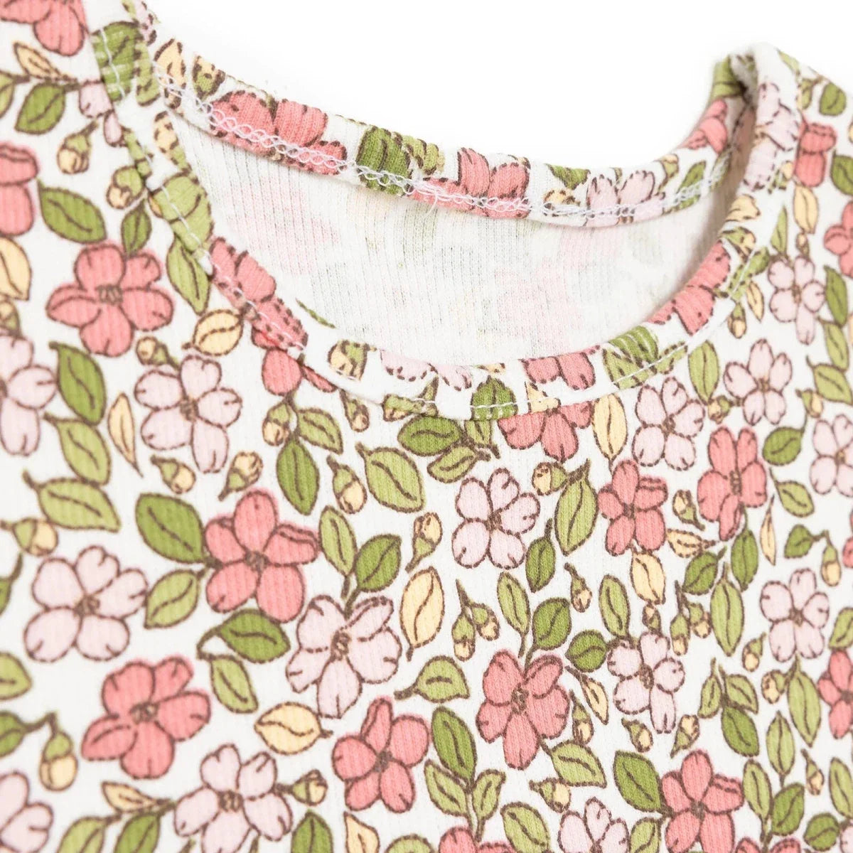 HelloBaby Girls Blouse-Leggings Flower Pastel Dreams Crew Neck Long Leg Short Sleeve - Ecru Printed