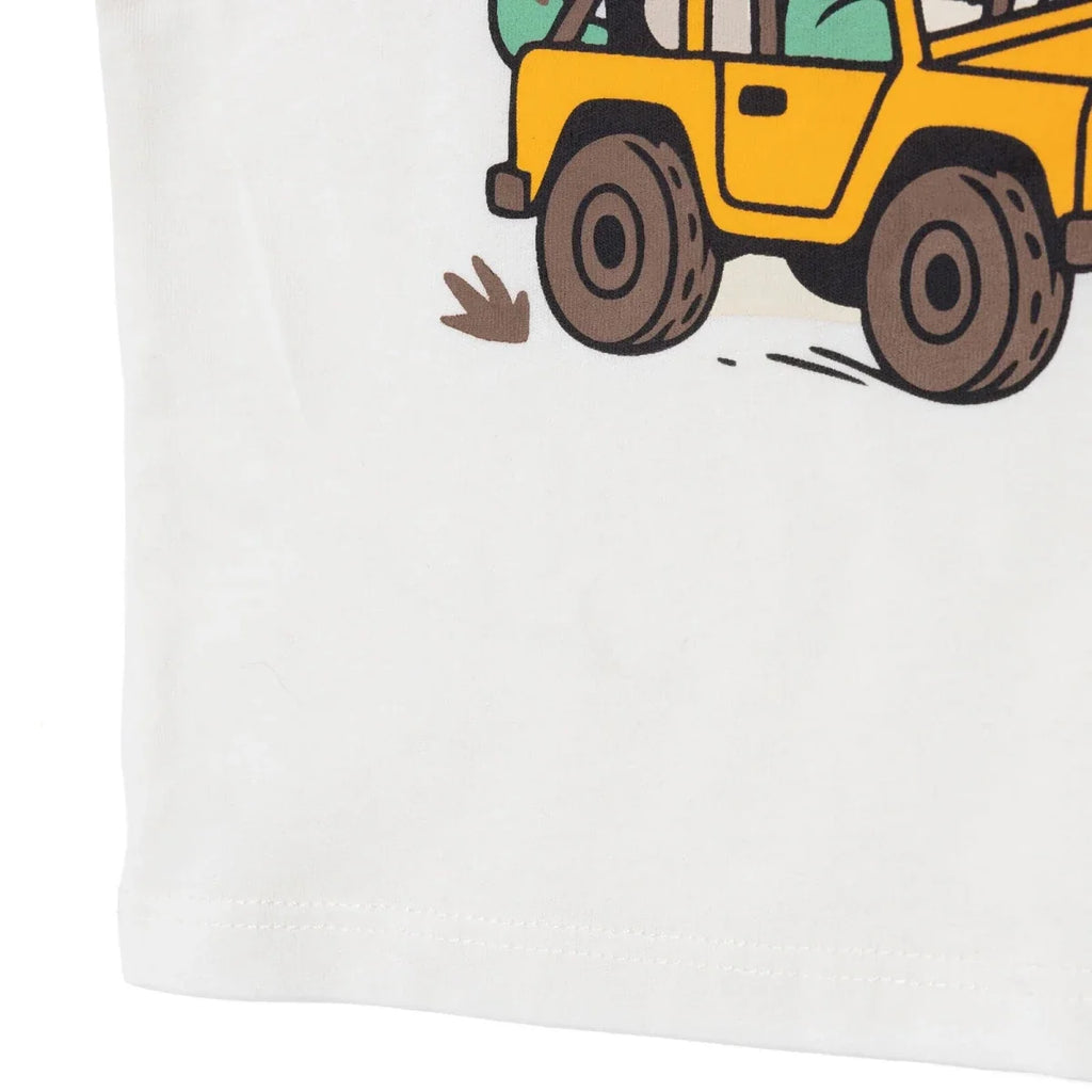 HelloBaby Boys T-shirt Animal Print Crew Neck Short Sleeve - Ecru