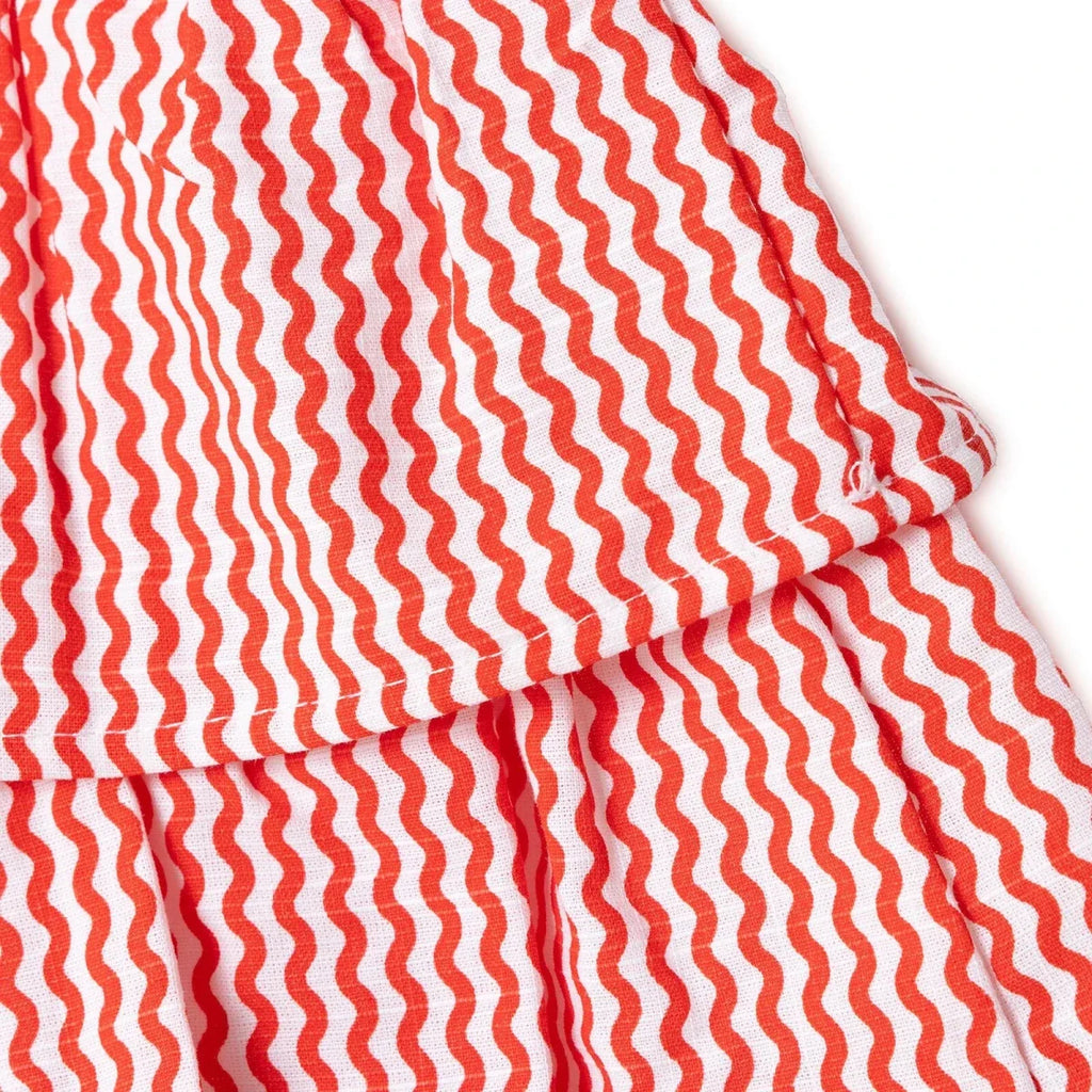 HelloBaby Girls Dress Buttoned Berry Belle Crew Neck Strappy - Coral Printed