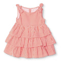 HelloBaby Girls Dress Buttoned Berry Belle Crew Neck Strappy - Coral Printed