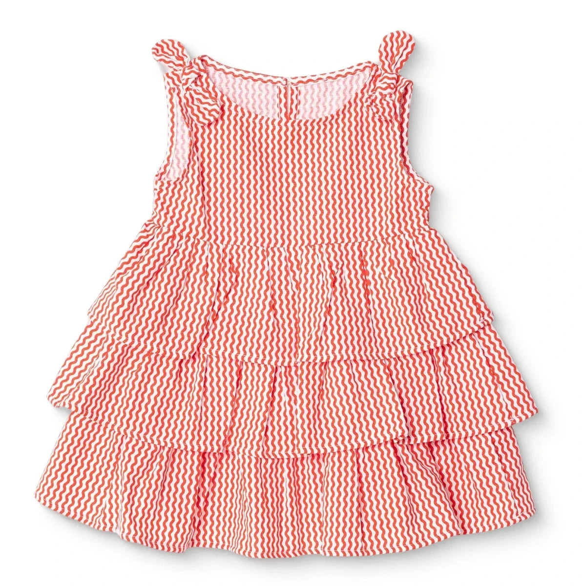 HelloBaby Girls Dress Buttoned Berry Belle Crew Neck Strappy - Coral Printed