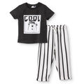 HelloBaby Boys T-Shirt & Trousers Set Bear Print Cool Boy Crew Neck Full Length Short Sleeve - Anthracite
