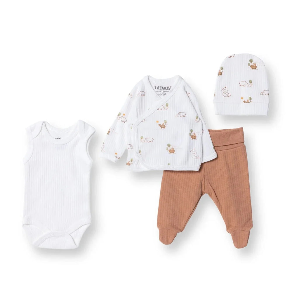 Tiffany 100% Cotton Tiny Baby Set - Ecru