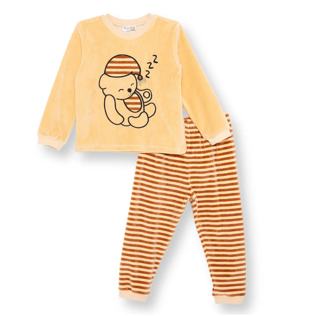 HelloBaby Velvet Pyjama Set - Light Brown
