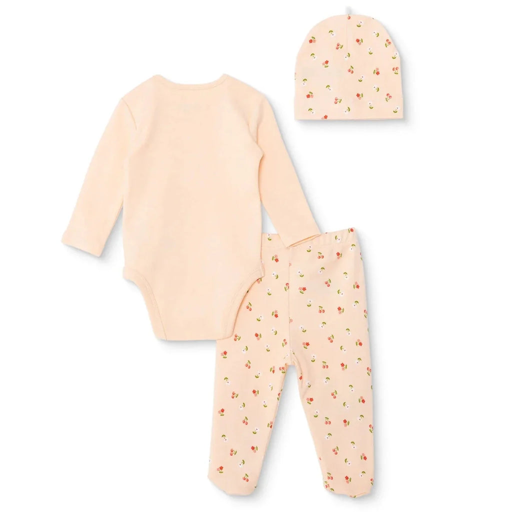 HelloBaby Girls Body-Footed Bottom-Hat Cherry with Poppers Crew Neck Long Leg Long Sleeve - Light Pink