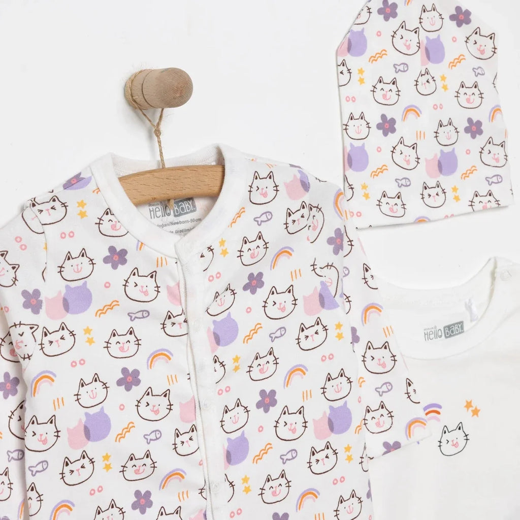 Baby Girl Sleepsuit Bodysuit & Hat Set - Ecru