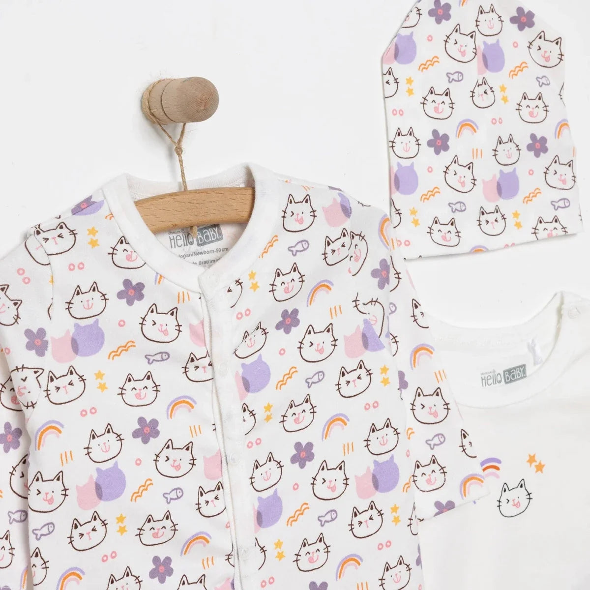 Baby Girl Sleepsuit Bodysuit & Hat Set - Ecru