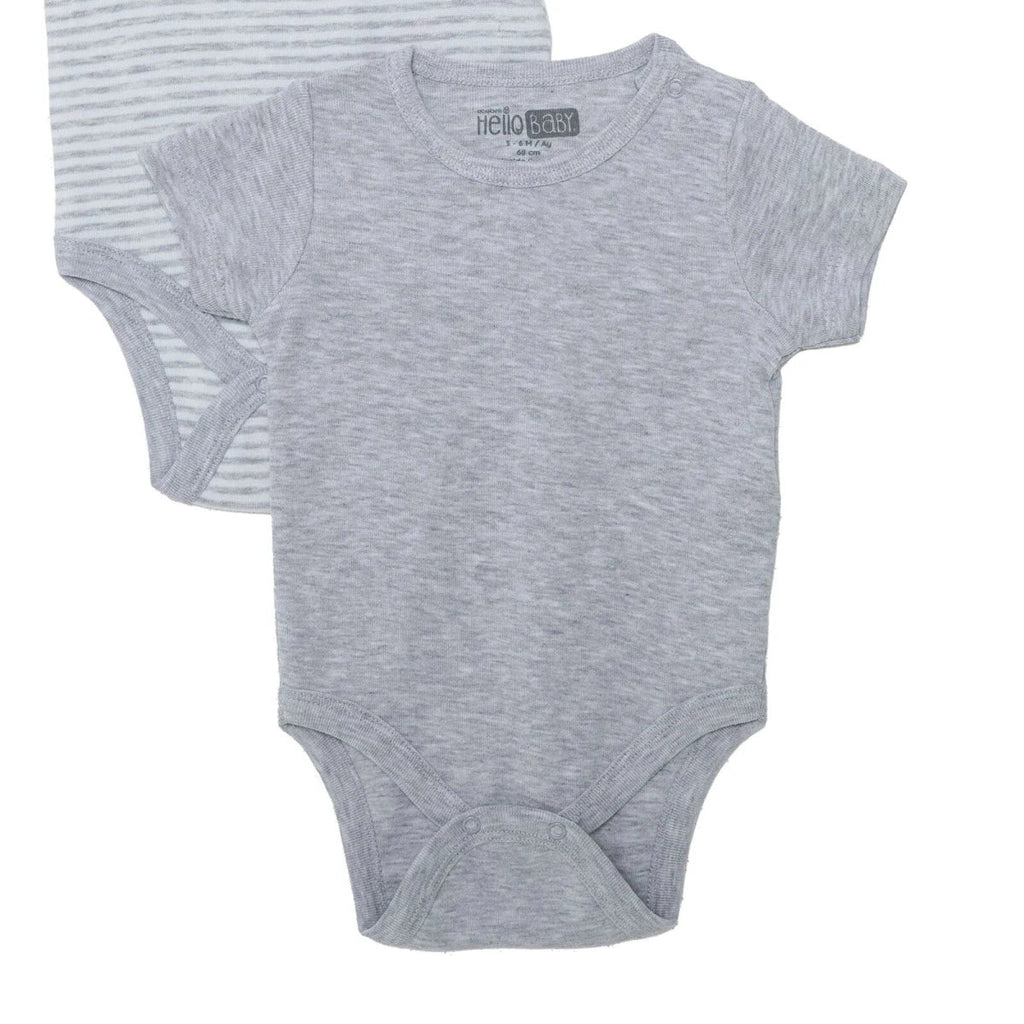 HelloBaby Boys Pack of 2 Short-Sleeve Bodysuits - Grey