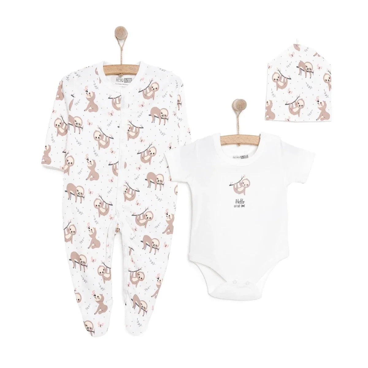HelloBaby Girl Jumpsuit-Body-Hat - Ecru