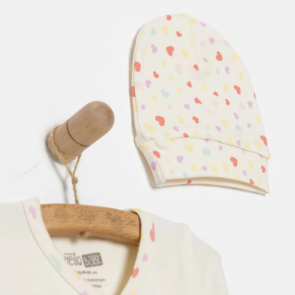 Newborn Baby Girls Onesie-Hat-Booted Bottom 3Pcs - Ecru