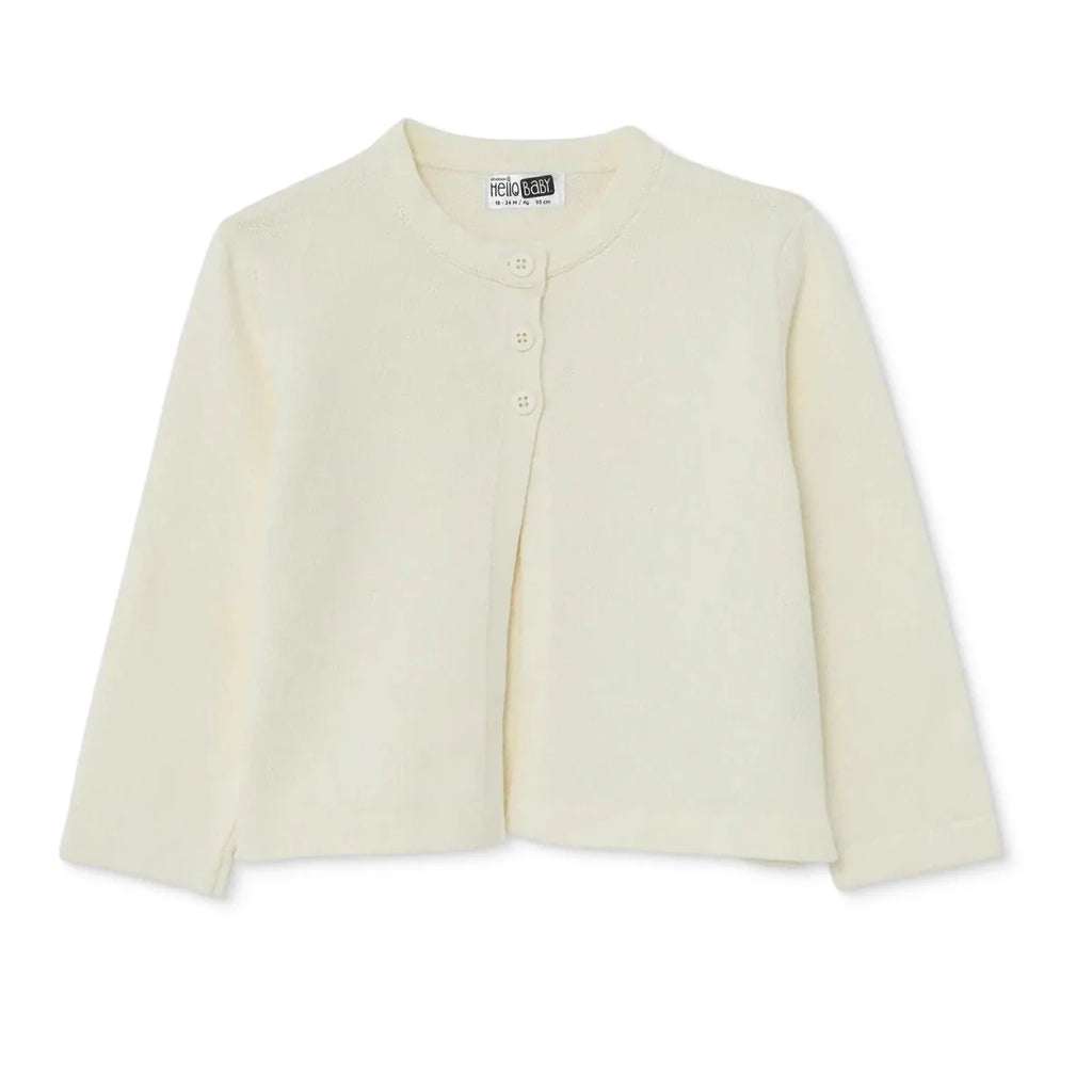 HelloBaby Girls Knitted Cardigan Buttoned Berry Belle Peter Pan Collar Long Sleeve - Ecru