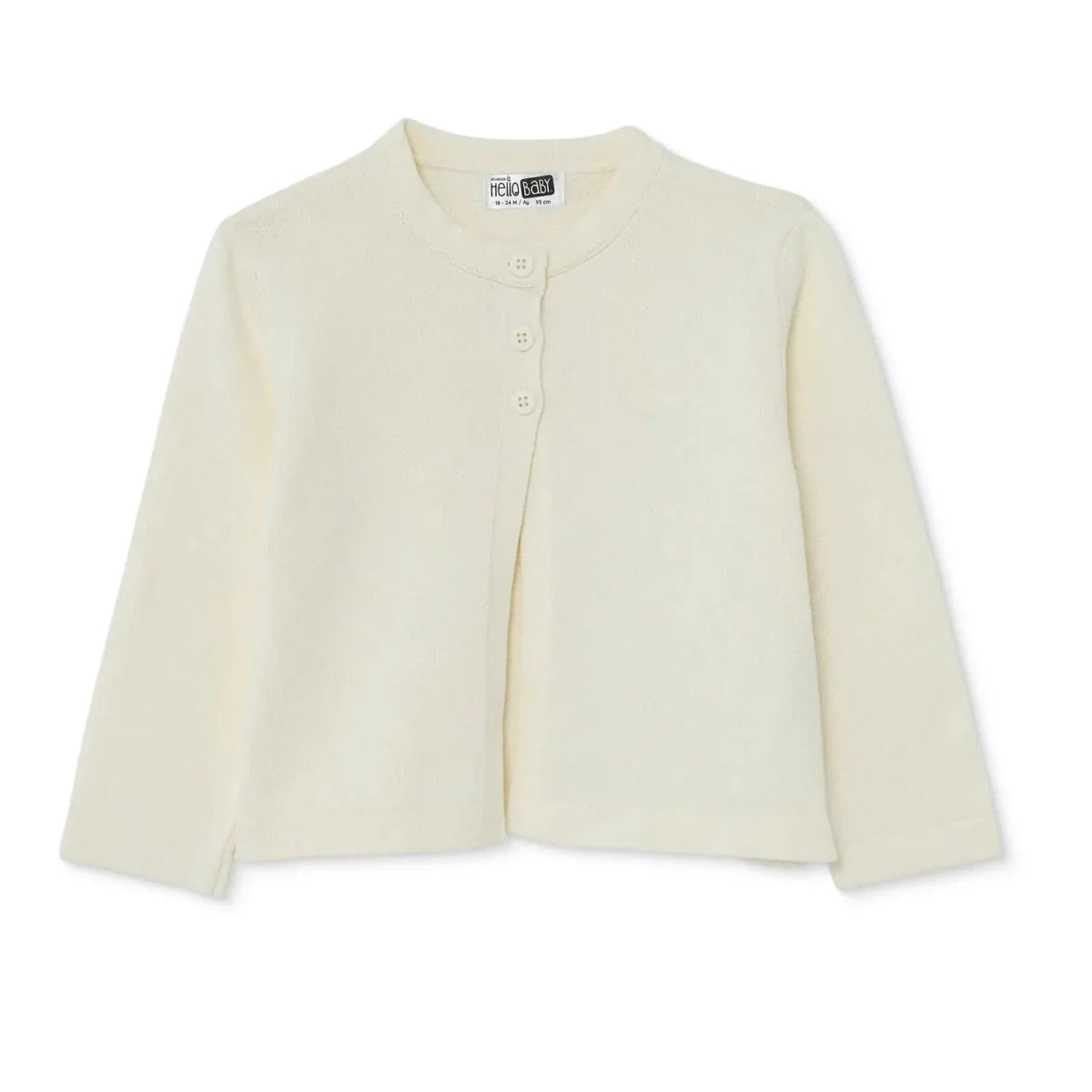 HelloBaby Girls Knitted Cardigan Buttoned Berry Belle Peter Pan Collar Long Sleeve - Ecru