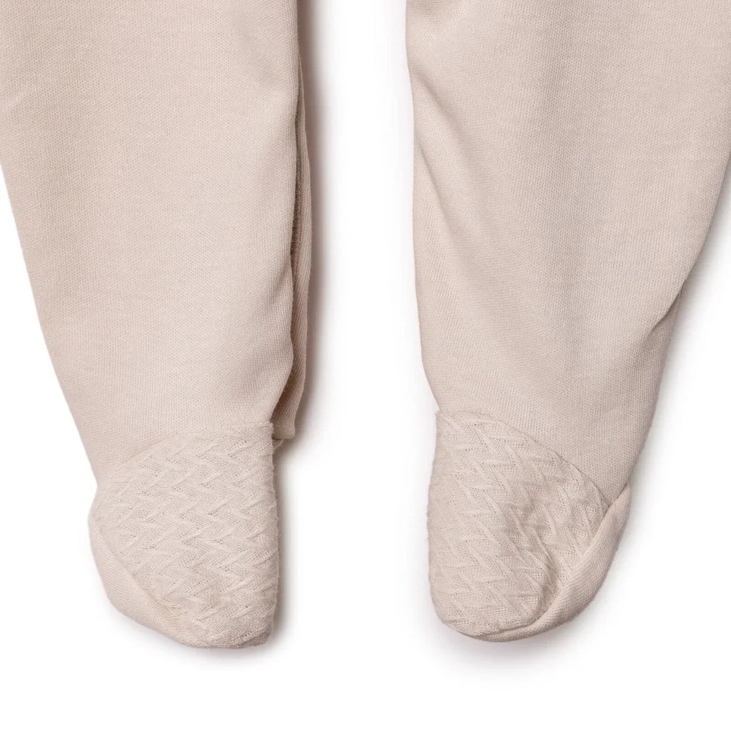 Bebetto Boys Footed Sleepsuit Snap Fastening Little Boss Shirt Collar Full Length Long Sleeve - Beige