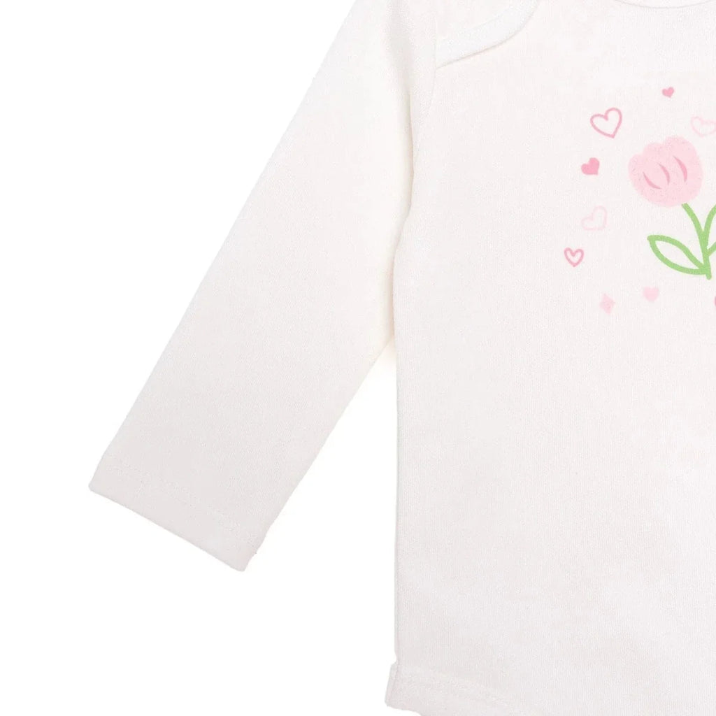 HelloBaby Girls Body-Footed Bottom-Hat Flower - Ecru