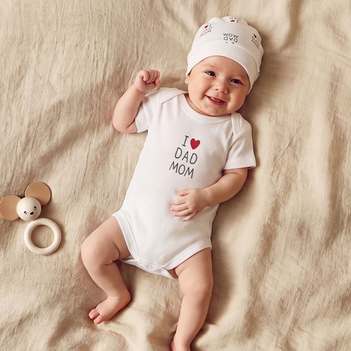 HelloBaby Newborn Baby Mom&Dad Jumpsuit - Ecru