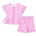HelloBaby Girls Blouse & Shorts Set Ditsy Flower Crew Neck Short Length Short Sleeve - Pink Printed