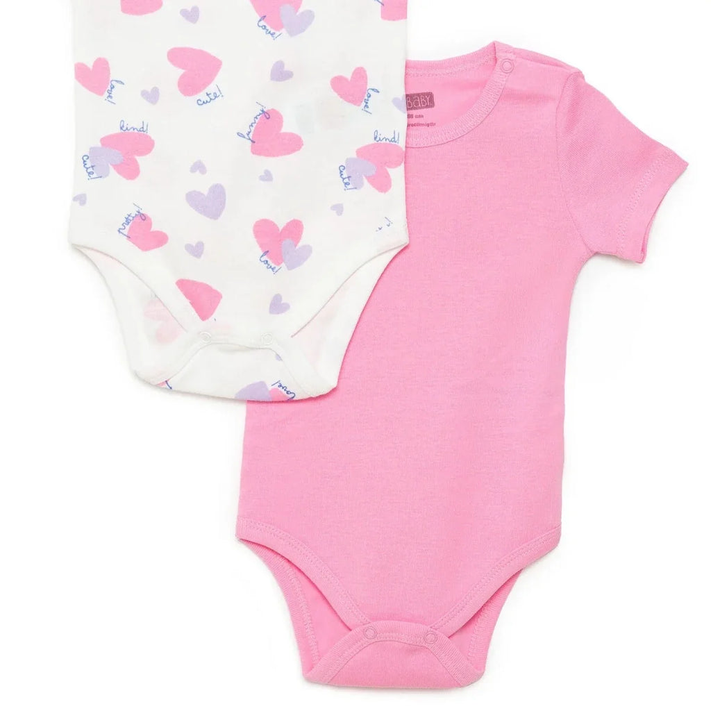 HelloBaby 2-Pack Short Sleeve Bodysuits Girls - Purple