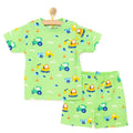 HelloBaby Boys Short Sleeve Pyjamas Set Vehicles Crew Neck Short Leg Short Sleeve - Petrol Green