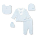 Bebetto Boys 5-Piece Newborn Hospital Set Snap Fastening Little Boss Shirt Collar Full Length Long S - Blue