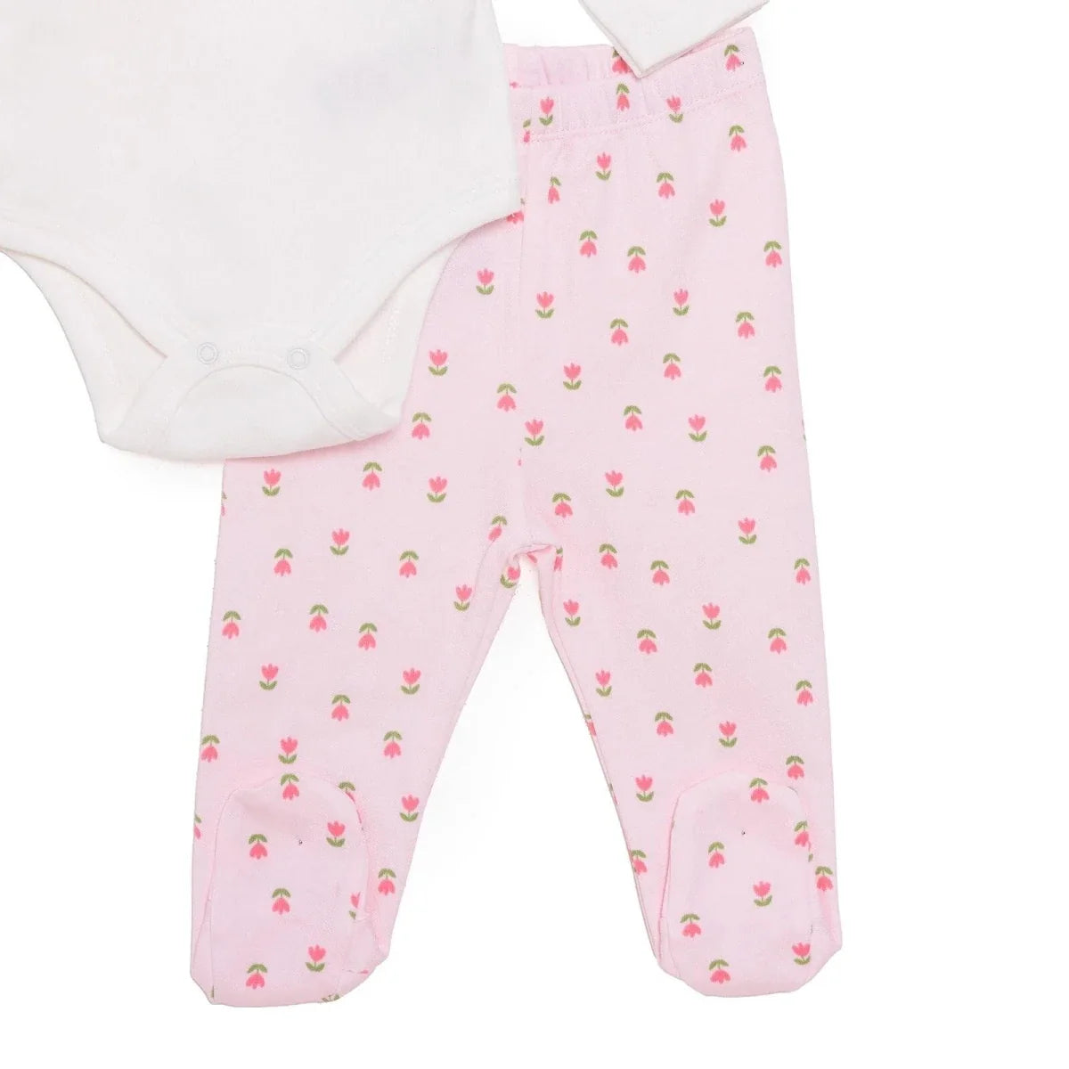 HelloBaby Girls Body-Footed Bottom-Hat Flower - Ecru