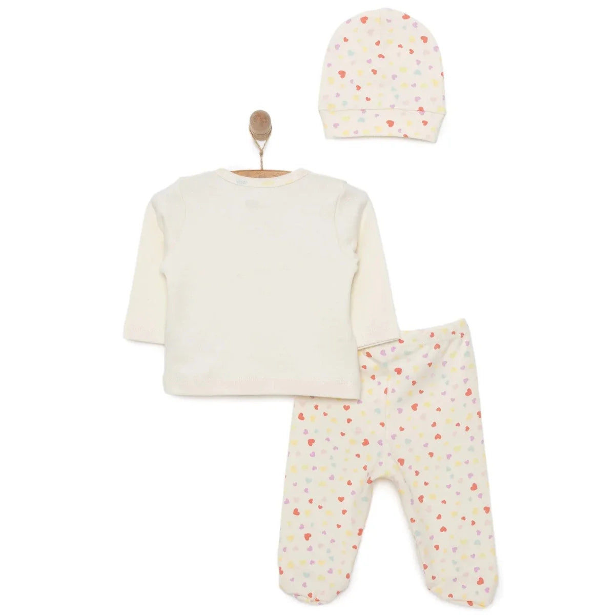 Newborn Baby Girls Onesie-Hat-Booted Bottom 3Pcs - Ecru