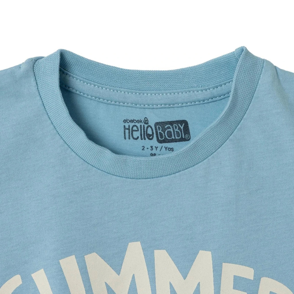 HelloBaby Boys T-shirt Palm Tree Crew Neck Short Sleeve - Blue