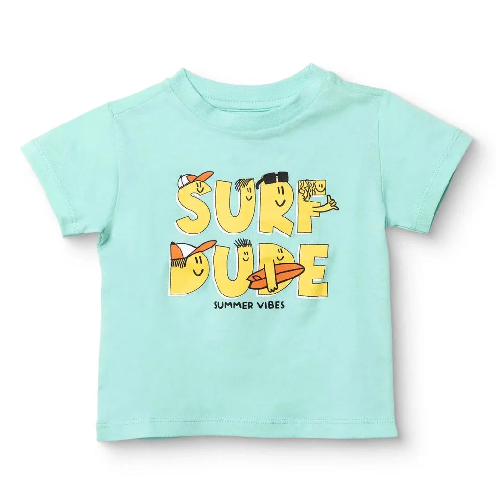 HelloBaby Boys T-shirt Beach Print Crew Neck Short Sleeve - Multicolour