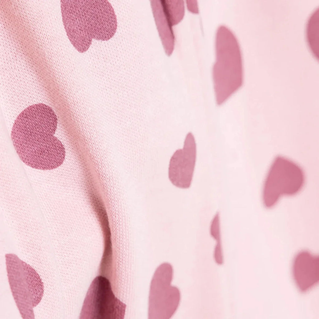 HelloBaby Girls Body-Footed Bottom-Hat Heart Crew Neck Long Leg Long Sleeve - Pink