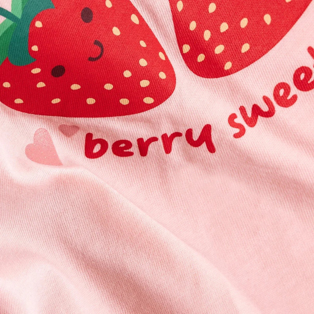 HelloBaby Girls Blouse & Shorts Set Strawberry Print Berry Belle Crew Neck Short Length Short Sleeve - Pink