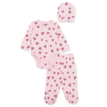 HelloBaby Girls Body-Footed Bottom-Hat Heart Crew Neck Long Leg Long Sleeve - Pink