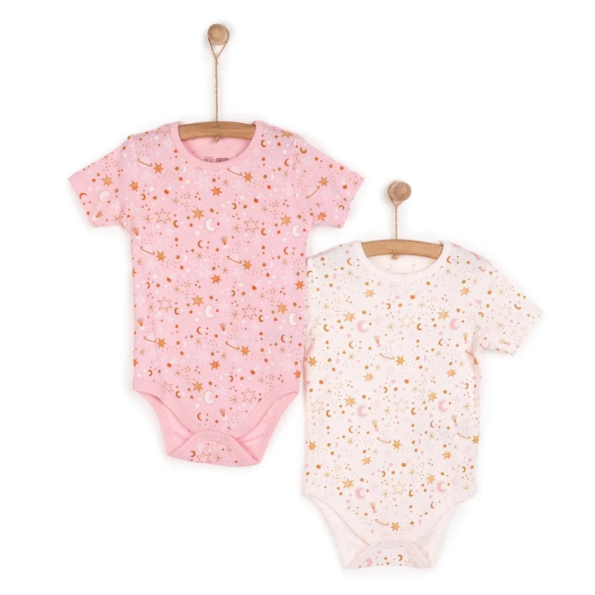 HelloBaby 2-Pack Short Sleeve Bodysuits Girls - Pink