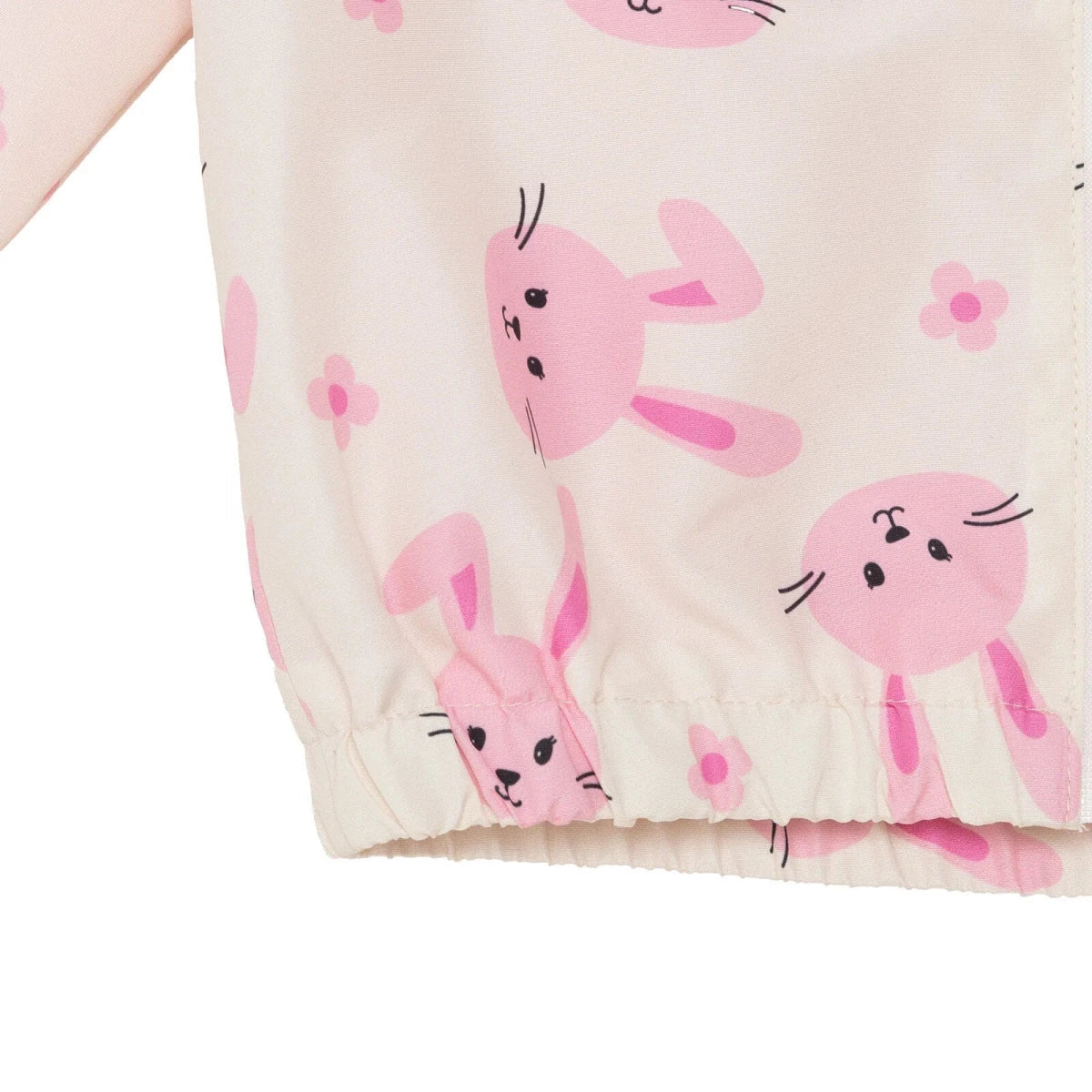 HelloBaby Girls Raincoat Flower Zip-up Hooded Long Sleeve - Ecru Printed