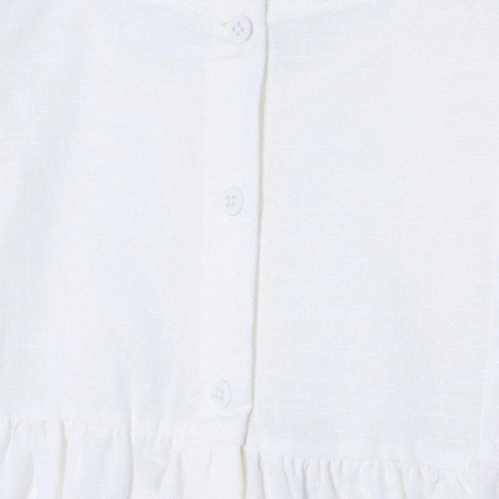 HelloBaby Girls Dress Buttoned Berry Belle Crew Neck Short Sleeve - Ecru