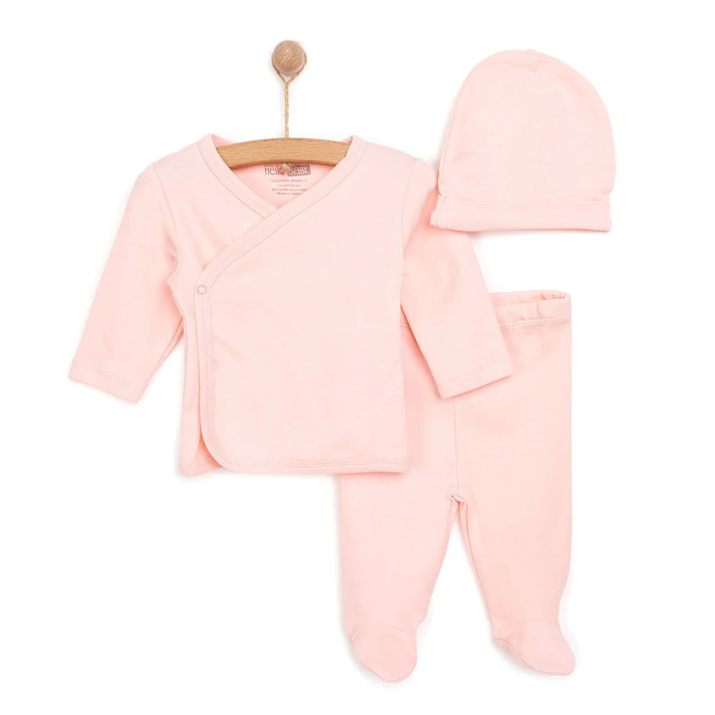 HelloBaby Newborn Organic Wrapover Top-Hat - Light Pink