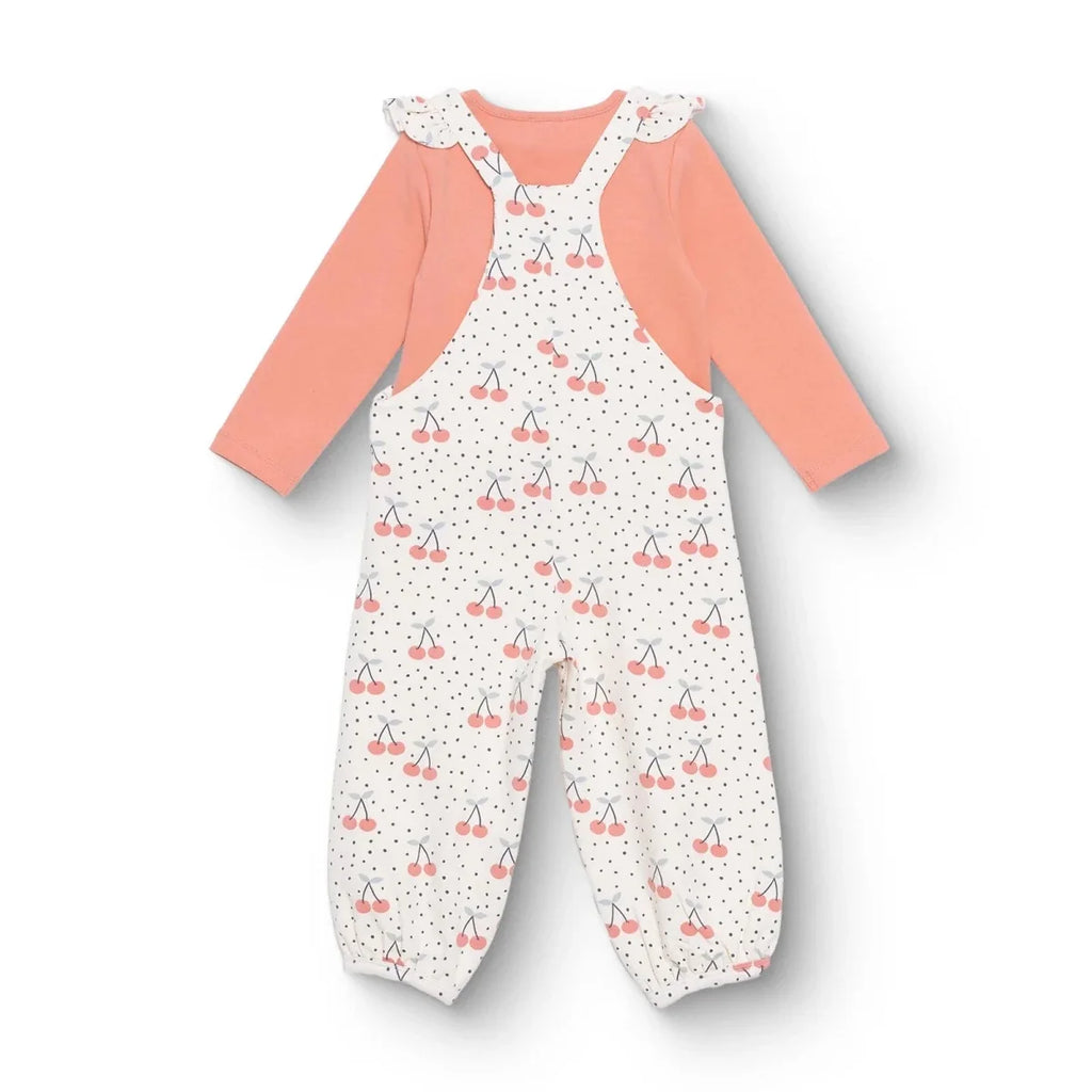 HelloBaby Dungaree-Tshirt - Ecru Printed