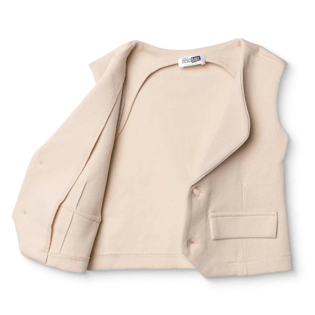 HelloBaby Boys Waistcoat Buttoned Smart Line V-Neck Sleeveless - Ecru