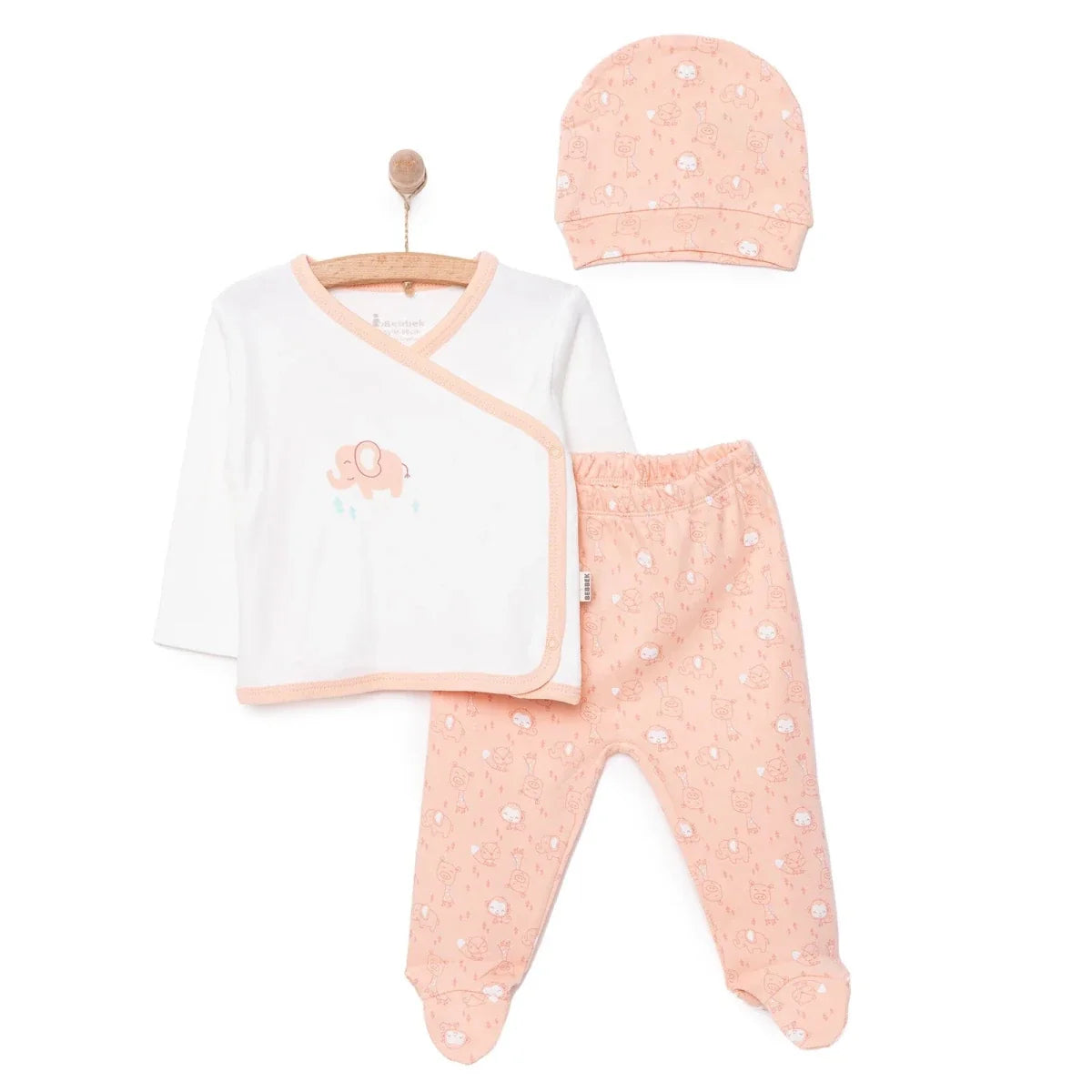 Bebbek Girls Vest Hat & Footed Bottom Set V-Neck - Vermilion