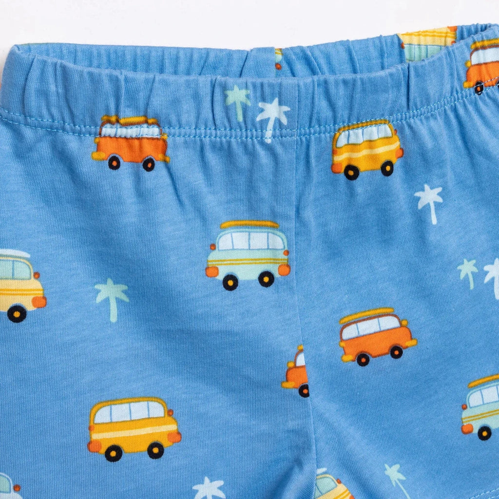 HelloBaby Boys Short Sleeve Pyjamas Set Vehicles with Buttons Peter-Pan Collar Short Leg Short Sleev - Blue
