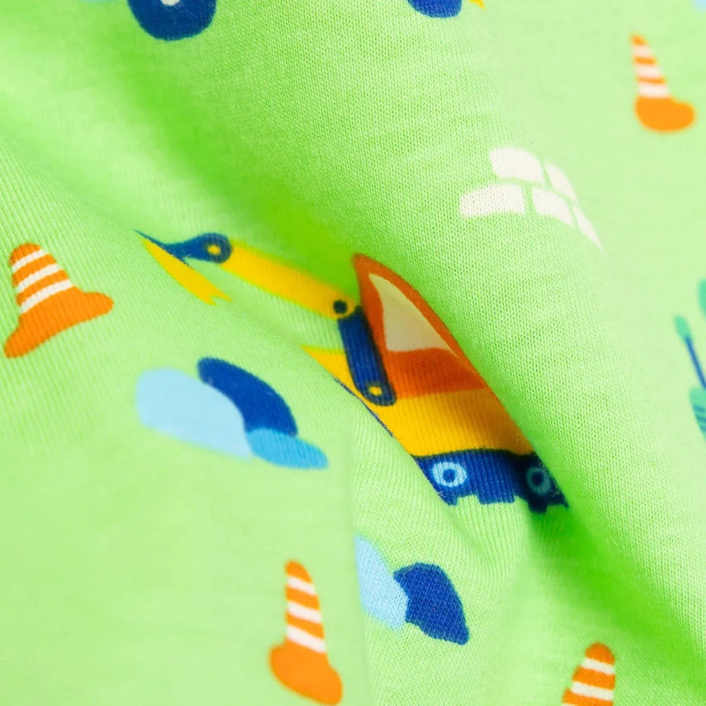 HelloBaby Boys Short Sleeve Pyjamas Set Vehicles Crew Neck Short Leg Short Sleeve - Petrol Green