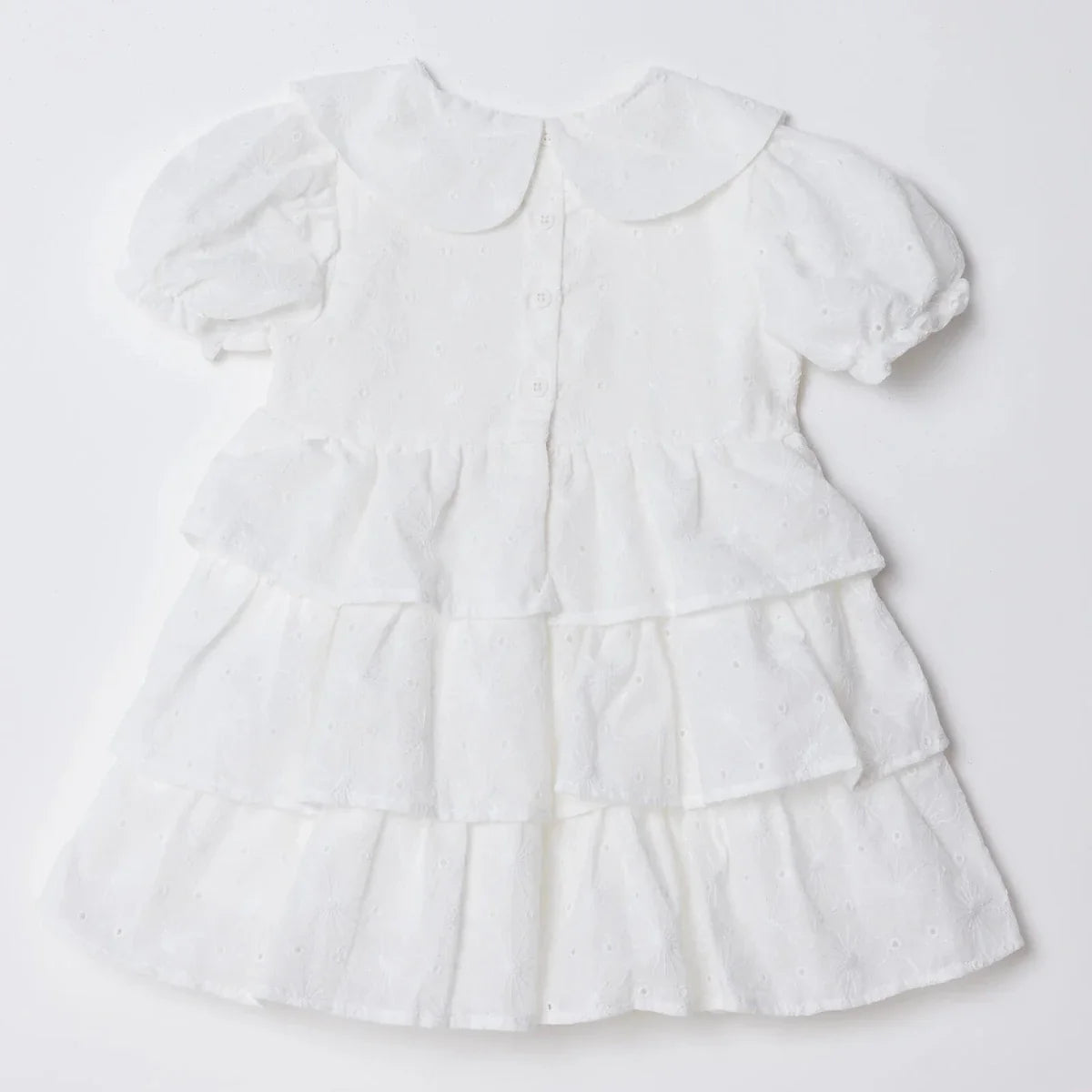 HelloBaby Girls Dress Berry Belle Peter Pan Collar Short Sleeve - White