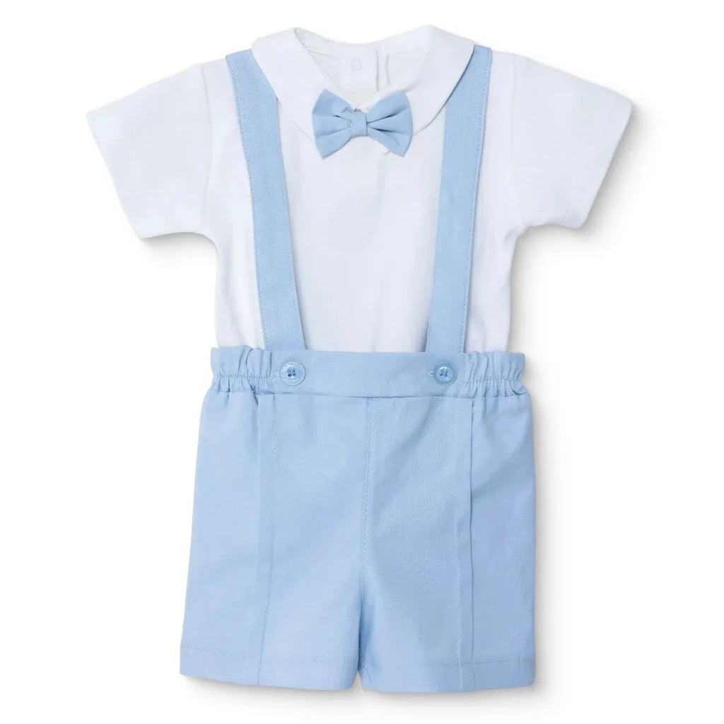 Bebetto Boys Short Dungarees & T-shirt Snap Fastening Little Boss Shirt Collar Short Length Short Sl - Blue